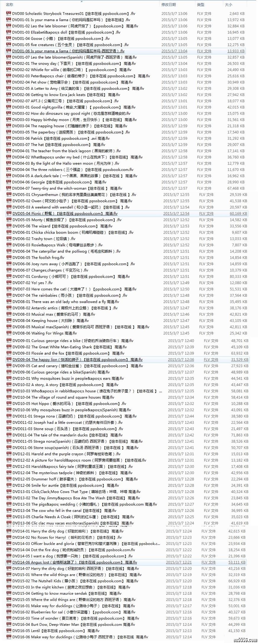 百度云盘：美国Scholastic经典100本绘本动画 FLV格式清晰版2265 作者:one 帖子ID:248346 
