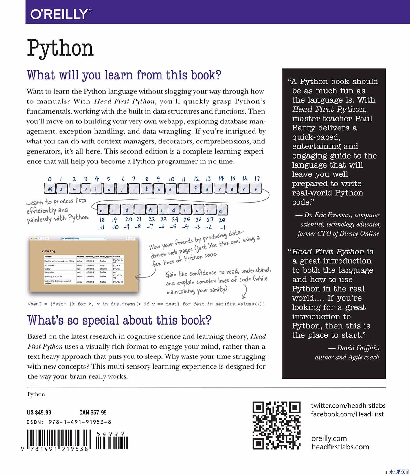 Head First Python A Brain-Friendly Guide 人工智能编程指导书9679 作者:one 帖子ID:249716 