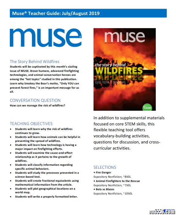 北美自然科普类少儿杂志《muse》，2019年7月8月合刊及教师指导用书（teacher's guide)高清PDF4297 作者:one 帖子ID:250159 