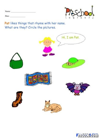 英语中的押韵词 Preschool learners: Rhyming Words PDF文件1047 作者:one 帖子ID:250403 