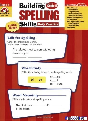 埃文·摩尔建立拼写技能 Evan-Moor Building Spelling Skills Grades 1-66144 作者:one 帖子ID:250421 