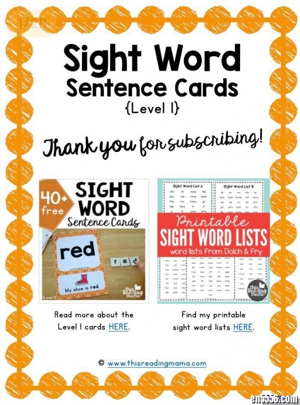 国外网站下载sight word sentence cards 高清可打印8794 作者:one 帖子ID:250570 