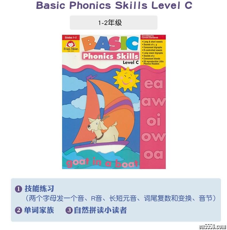 Evan Moor Basic Phonics Skills Level ABC 基础练习 自然拼读系列 ABC阶3册 学龄前幼儿园小学1-2年级8730 作者:one 帖子ID:250855 