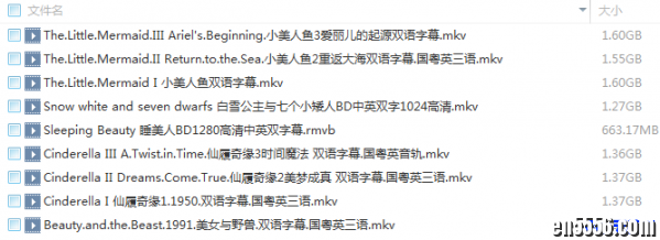 迪斯尼经典公主电影高清合集（共九部，百度云网盘）3633 作者:one 帖子ID:252606 