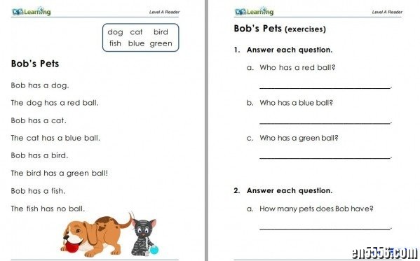 Kindergarten Reading Worksheets 整理自外网 学前阅读理解系列作业纸（八大类）7216 作者:one 帖子ID:253710 
