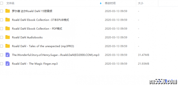 罗尔德达尔15册音频/37本电子书/20本PDF/16本有声书8976 作者:one 帖子ID:253879 