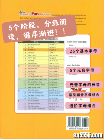 适合5-12岁的分级阅读，学习字母，元音，字母组合，故事性不是很强，插画很吸引人6182 作者:one 帖子ID:253981 