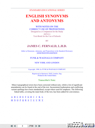 英文原版:《English Synonyms and Antonyms》/《英文同义词与反义词大全》7177 作者:one 帖子ID:255547 