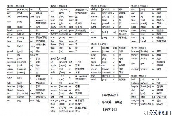 上海版牛津小学英语单词表5088 作者:one 帖子ID:256355 