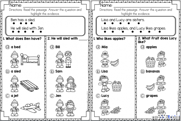 高清打印Reading Comprehension For Early Readers美国幼小阅读理解练习册，六本6239 作者:one 帖子ID:256416 