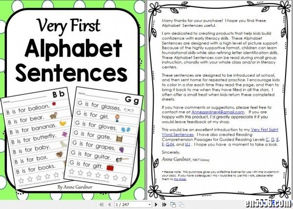 very first alphabet sentences very first sight words sentences等练习纸8644 作者:one 帖子ID:256854 