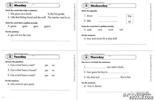 Evan-moor美国小学英语“一课一练” Daily Language Review Grade 1-8601 作者:one 帖子ID:256931 