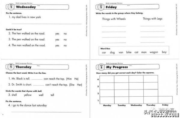 Evan-moor美国小学英语“一课一练” Daily Language Review Grade 1-82840 作者:one 帖子ID:256931 