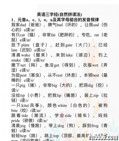 小学英语单词（三字经）自然拼读法，替孩子打印1份，瞬间记得！5477 作者:Alpha 帖子ID:257175 