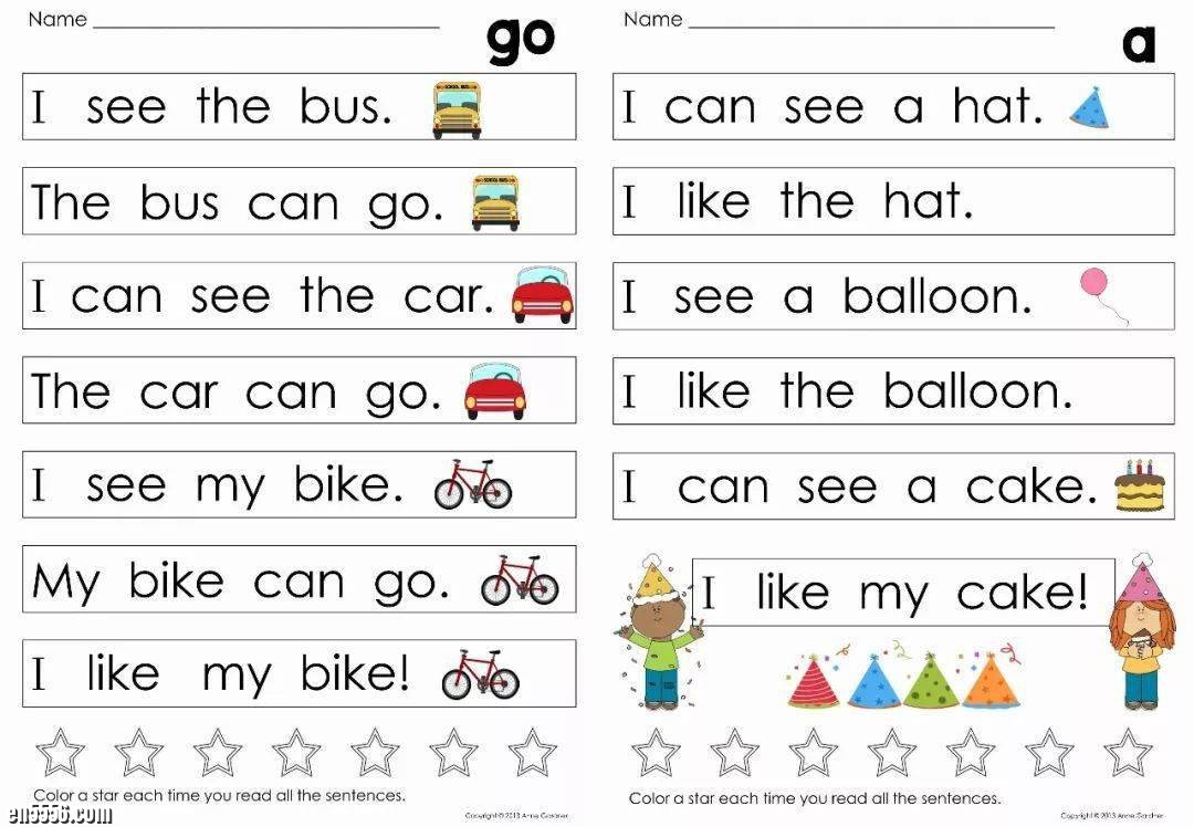 Very first sight word sentence 美国加州指读高频词练习册3531 作者:wx_1f04199026 帖子ID:257332 
