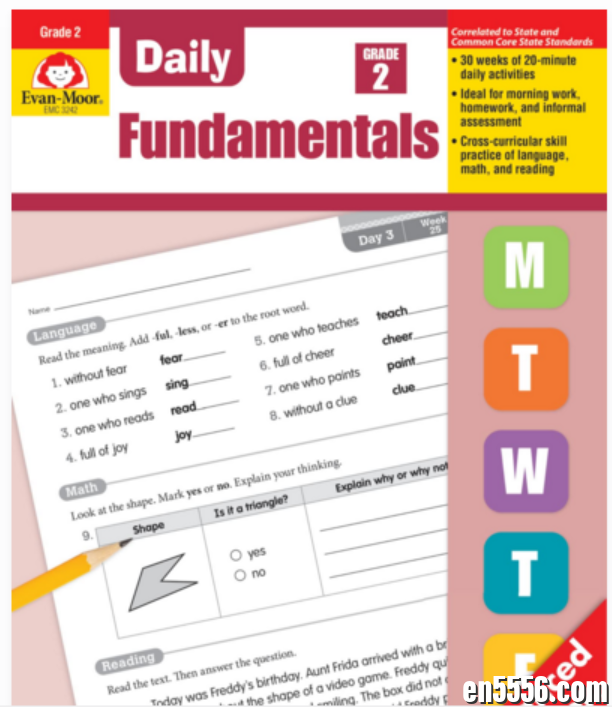Evan-Moor 出版的Daily Fundamentals-每日基础练习，涵盖英语及数学，暑假练起来！5332 作者:104guoy 帖子ID:261965 