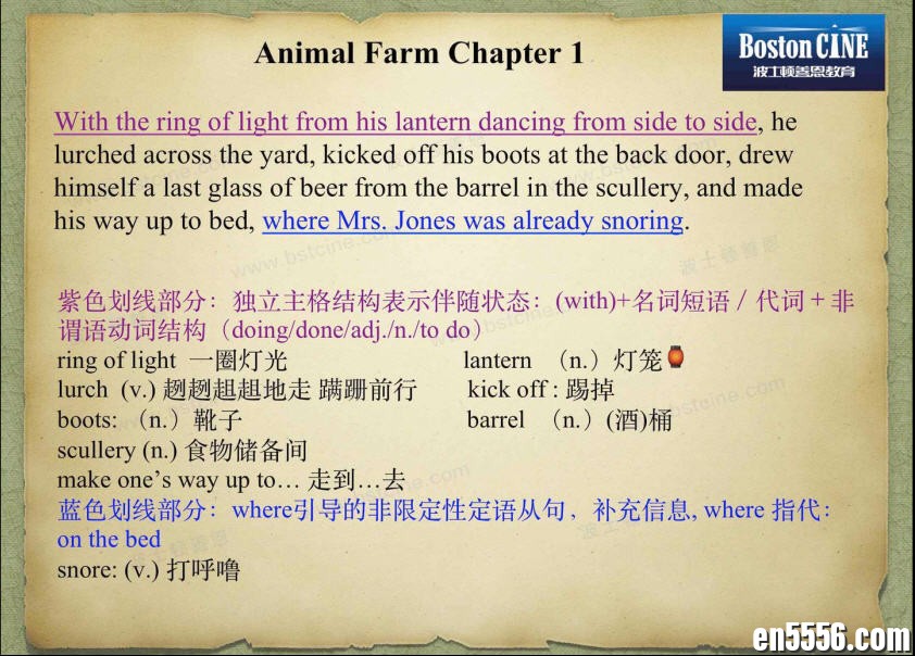 英文名著精读 《Animal Farm》(动物农庄)4412 作者:wx_16ce5a877d 帖子ID:265050 