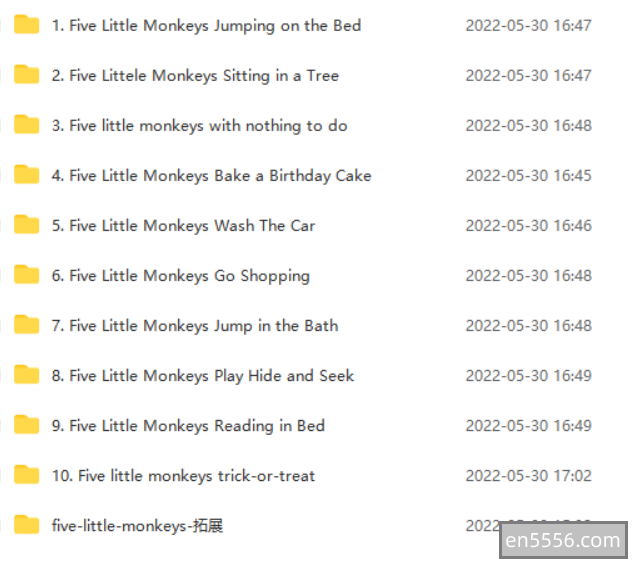 Five Little Monkeys 系列10个故事音频+绘本PDF7600 作者:jasmienbai 帖子ID:270545 
