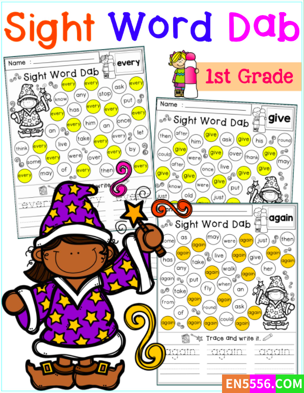 英语高频词游戏练习纸Sight Word Dab和300张高清海报Sight Word Posters2714 作者:erleivip 帖子ID:271911 